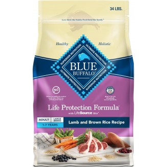 Blue Buffalo Life Protection Formula Large Breed Adult Dry Dog Food, Promotes Joint Health and Lean Muscles, Made with Natural Ingredients, Lamb & Brown Rice Recipe, 34-lb. Bag