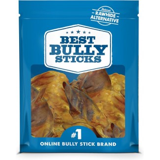 Best Bully Sticks All Natural USA Baked & Packed Pig Ears for Dogs - Single Ingredient Highly Digestible 100% Pork Dog Chew Treats - Great for Puppies, Small, Medium, and Large Dogs - 25 Pack