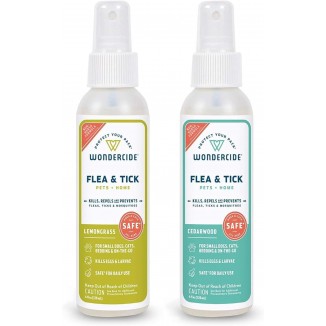 Wondercide - Flea, Tick and Mosquito Spray for Dogs, Cats, and Home - Flea and Tick Killer, Control, Prevention, Treatment - with Natural Essential Oils - 4 oz Lemongrass & Cedarwood 2-Pack