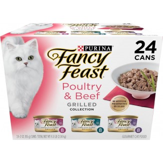 Purina Fancy Feast Grilled Wet Cat Food Poultry and Beef Collection Wet Cat Food Variety Pack - (Pack of 24) 3 oz. Cans