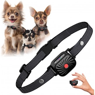 Bark Collar for Small/Medium Dogs, No Shock Anti Bark Collar, Rechargeable Anti Barking Collar w/2 Vibration & Beep Modes, Waterproof Shockless Smart Dog Stop Barking Control Device (Black)