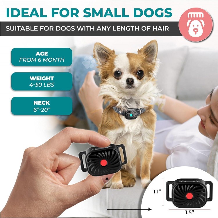 Bark Collar for Small/Medium Dogs, No Shock Anti Bark Collar, Rechargeable Anti Barking Collar w/2 Vibration & Beep Modes, Waterproof Shockless Smart Dog Stop Barking Control Device (Black)