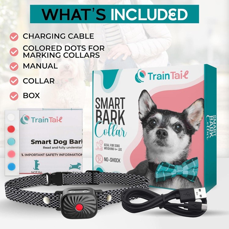 Bark Collar for Small/Medium Dogs, No Shock Anti Bark Collar, Rechargeable Anti Barking Collar w/2 Vibration & Beep Modes, Waterproof Shockless Smart Dog Stop Barking Control Device (Black)