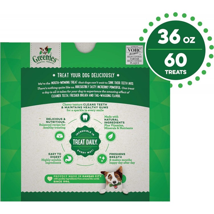 Greenies Original Petite Natural Dental Care Dog Treats, 36 oz. Pack (60 Treats)