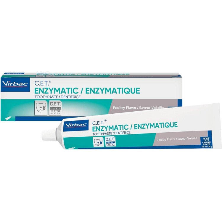 Virbac CET Enzymatic Toothpaste| Eliminates Bad Breath by Removing Plaque & Tartar Buildup | Best Pet Dental Care Toothpaste | Poultry Flavor, 2.5 oz tube