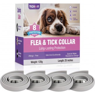 Flea Collar for Dogs 4 Pack Flea and Tick Collar for Dogs 8 Months Long-Term Protection Natural Tick Collar for Dogs Waterproof Adjustable Size Dog Flea Collar Suitable for Small Medium and Large Dog