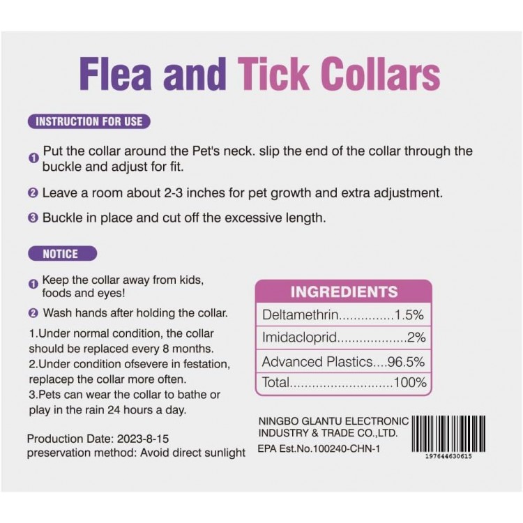 Flea Collar for Dogs 4 Pack Flea and Tick Collar for Dogs 8 Months Long-Term Protection Natural Tick Collar for Dogs Waterproof Adjustable Size Dog Flea Collar Suitable for Small Medium and Large Dog