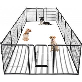 BestPet Dog Playpen Pet Dog Fence 40 inch Height 16 Panels Metal Dog Pen Outdoor Exercise Pen with Doors,Pet Puppy Playpen for RV,Camping,Yard