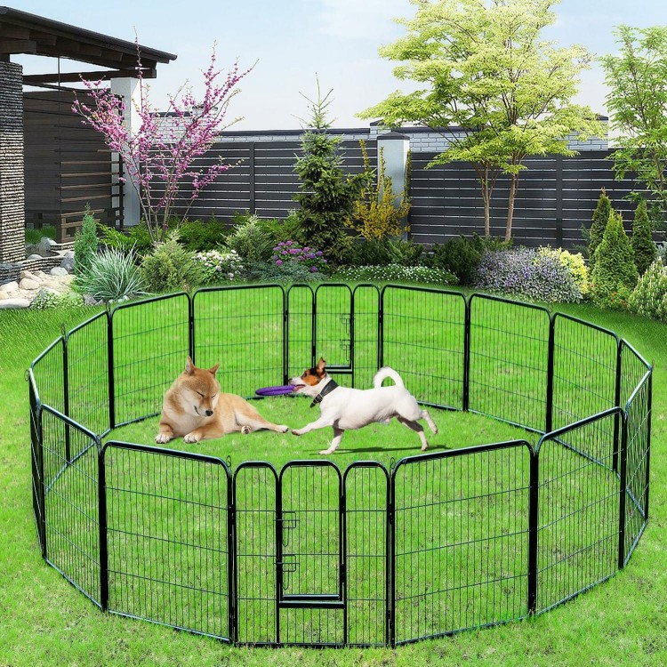 BestPet Dog Playpen Pet Dog Fence 40 inch Height 16 Panels Metal Dog Pen Outdoor Exercise Pen with Doors,Pet Puppy Playpen for RV,Camping,Yard