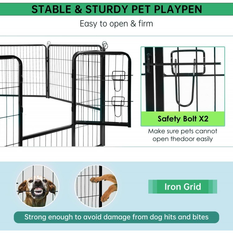 BestPet Dog Playpen Pet Dog Fence 40 inch Height 16 Panels Metal Dog Pen Outdoor Exercise Pen with Doors,Pet Puppy Playpen for RV,Camping,Yard