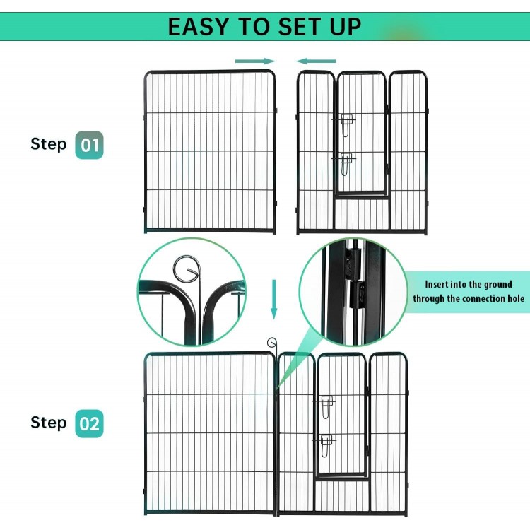 BestPet Dog Playpen Pet Dog Fence 40 inch Height 16 Panels Metal Dog Pen Outdoor Exercise Pen with Doors,Pet Puppy Playpen for RV,Camping,Yard