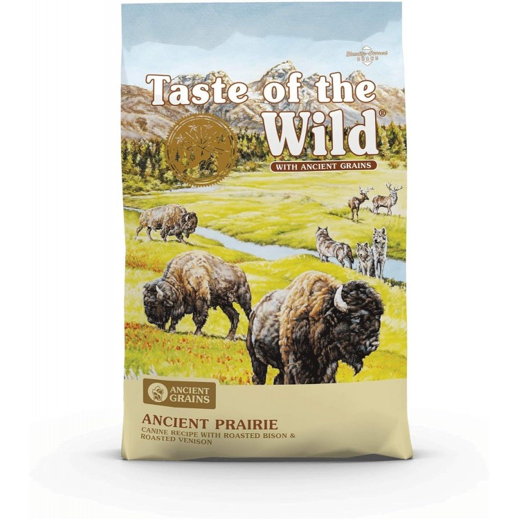 Taste of the Wild with Ancient Grains, Ancient Prairie Canine Recipe with Roasted Bison and Venison Dry Dog Food, Made with High Protein from Real Meat and Guaranteed Nutrients and Probiotics 5lb