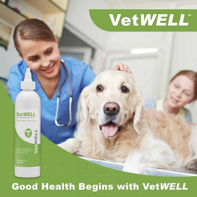 VetWELL Ear Cleaner for Dogs and Cats - Otic Rinse for Infections and Controlling Ear Infections and Odor in Pets - 8 oz (Cucumber Melon)