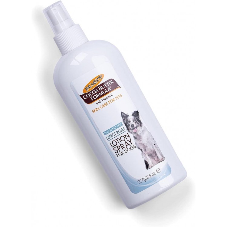 Palmer's for Pets Cocoa Butter Formula Direct Relief Lotion Spray for Dogs with Vitamin E | Fragrance Free Dog Lotion for Dry Itchy Skin Spray On Lotion for Dogs - 8 oz (FF15584)