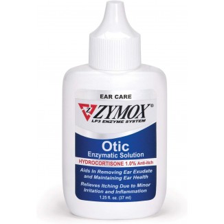 Zymox Otic Enzymatic Solution for Dogs and Cats to Soothe Ear Infections with 1% Hydrocortisone for Itch Relief, 1.25oz