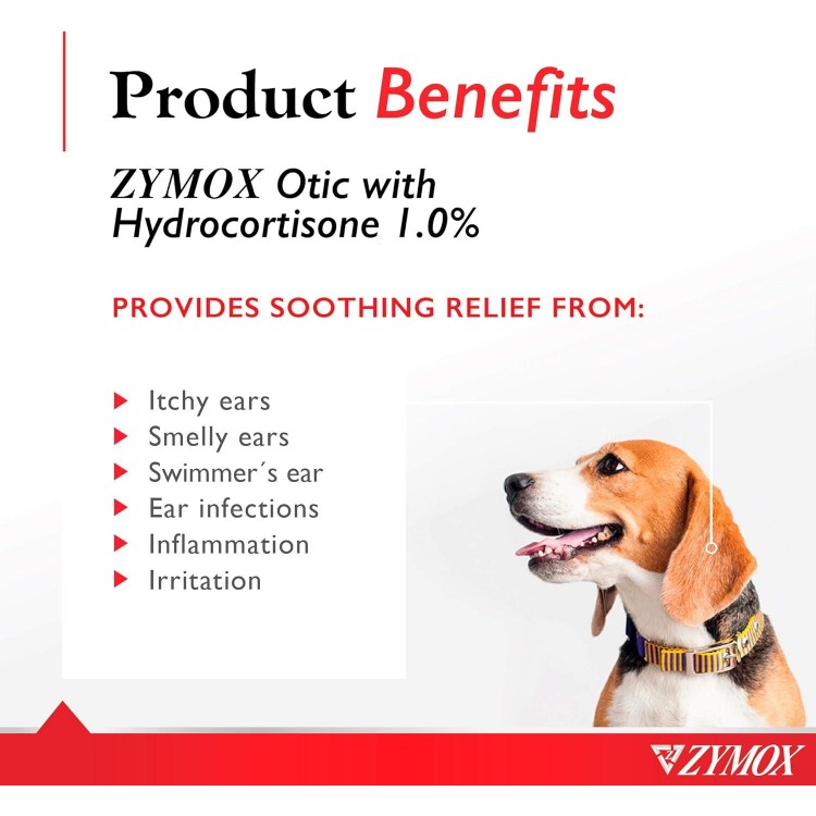 Zymox Otic Enzymatic Solution for Dogs and Cats to Soothe Ear Infections with 1% Hydrocortisone for Itch Relief, 1.25oz