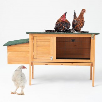 TAKUKA Outdoor Small Wooden Chicken Coop Poultry Pet with Nest Box, Hen House Cage Hutch with Weatherproof for Backyard Garden Farm (47W*18D*28H)