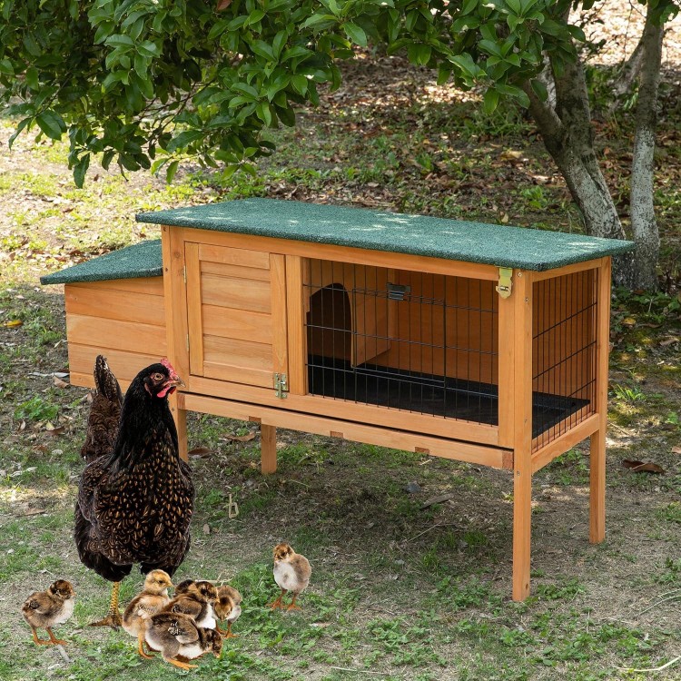 TAKUKA Outdoor Small Wooden Chicken Coop Poultry Pet with Nest Box, Hen House Cage Hutch with Weatherproof for Backyard Garden Farm (47W*18D*28H)