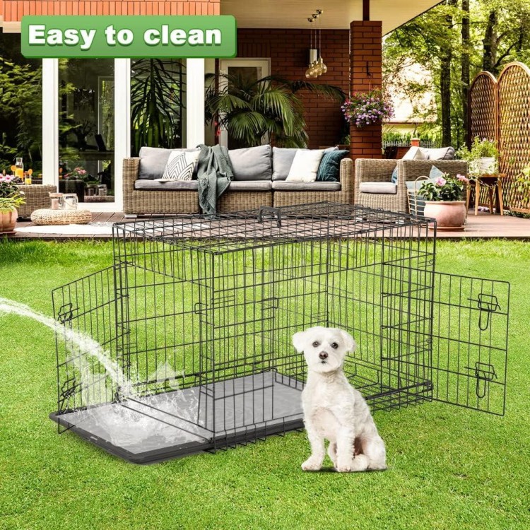 BestPet 24,30,36,42,48 Inch Dog Crates for Large Dogs Folding Mental Wire Crates Dog Kennels Outdoor and Indoor Pet Dog Cage Crate with Double-Door,Divider Panel, Removable Tray (Black, 36)