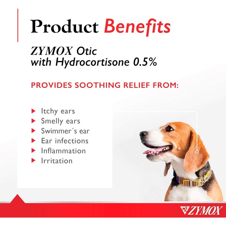 ZYMOX Enzymatic Ear Solution with 0.5-Percent Hydrocortisone, for Dog & Cat, 1.25 oz