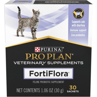 Purina FortiFlora Cat Probiotic Powder Supplement, Pro Plan Veterinary Supplements Probiotic Cat Supplement – 30 ct. box