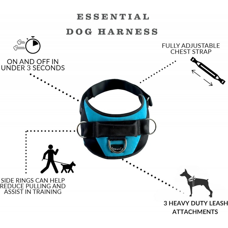 ShawnCo Essential Dog Harness, No-Pull Pet Vest with 3 Leash Clips, No Choke, Reflective, Adjustable and Padded, for Easy Walking and Training for Small, Medium and Large Dogs (ICY Lilac, S)