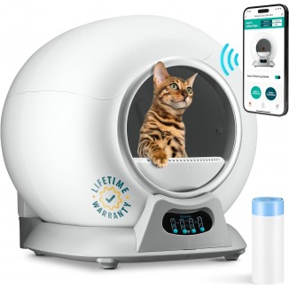 Self Cleaning Litter Box, Automatic Cat Litter Box Self Cleaning for Multiple Cats, Robot Automatic Litter Box Scoop Free Covered Ultra Cleaning -Odor Removal -APP Control Smart Litter Box