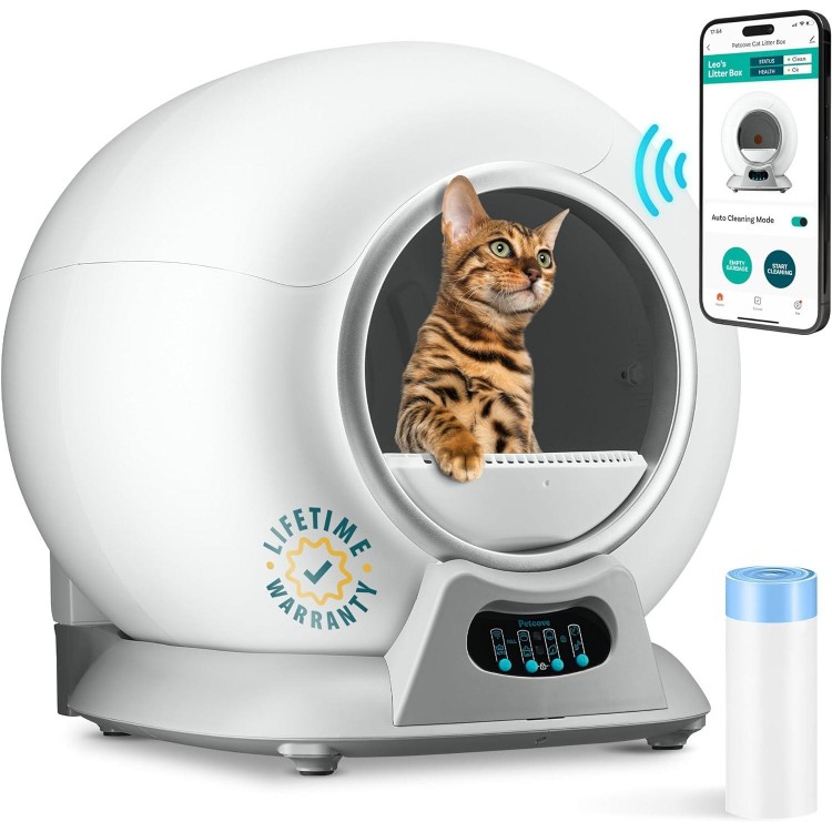 Self Cleaning Litter Box, Automatic Cat Litter Box Self Cleaning for Multiple Cats, Robot Automatic Litter Box Scoop Free Covered Ultra Cleaning -Odor Removal -APP Control Smart Litter Box