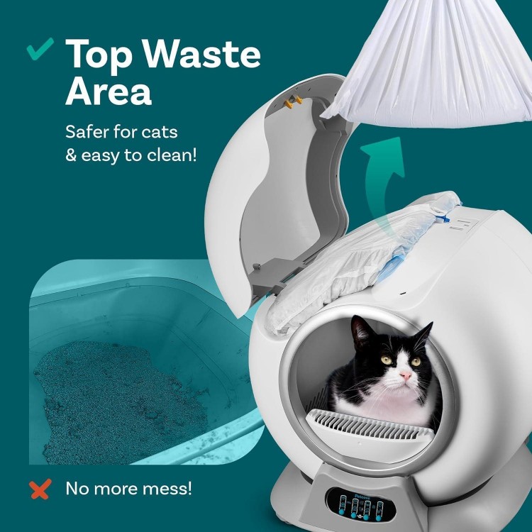 Self Cleaning Litter Box, Automatic Cat Litter Box Self Cleaning for Multiple Cats, Robot Automatic Litter Box Scoop Free Covered Ultra Cleaning -Odor Removal -APP Control Smart Litter Box