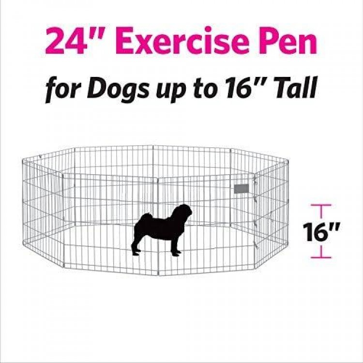 New World Pet Products 24 Foldable Black Metal Dog Exercise Pen No Door