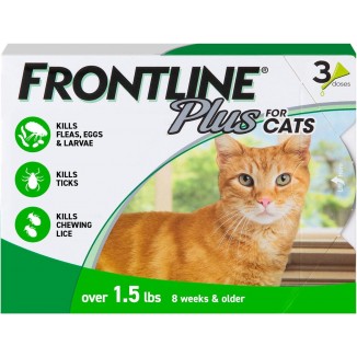 Frontline Plus Flea and Tick Treatment for Cats Over 1.5 lbs., 3 Treatments