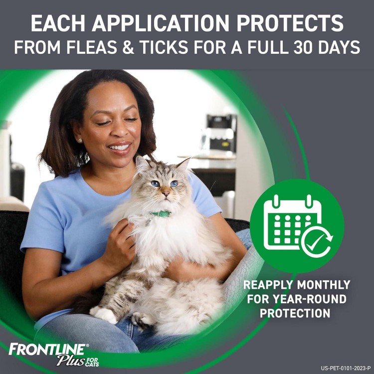 Frontline Plus Flea and Tick Treatment for Cats Over 1.5 lbs., 3 Treatments