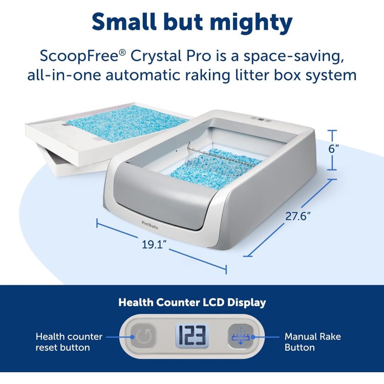 PetSafe ScoopFree Crystal Pro Self-Cleaning Cat Litterbox - Never Scoop Litter Again - Hands-Free Cleanup with Disposable Crystal Tray - Less Tracking, Better Odor Control - includes Disposable Tray