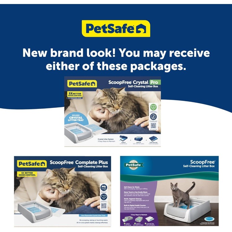 PetSafe ScoopFree Crystal Pro Self-Cleaning Cat Litterbox - Never Scoop Litter Again - Hands-Free Cleanup with Disposable Crystal Tray - Less Tracking, Better Odor Control - includes Disposable Tray