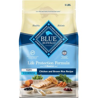 Blue Buffalo Life Protection Formula Puppy Dry Dog Food with DHA and ARA, Made with Natural Ingredients, Chicken & Brown Rice Recipe, 5-lb. Bag