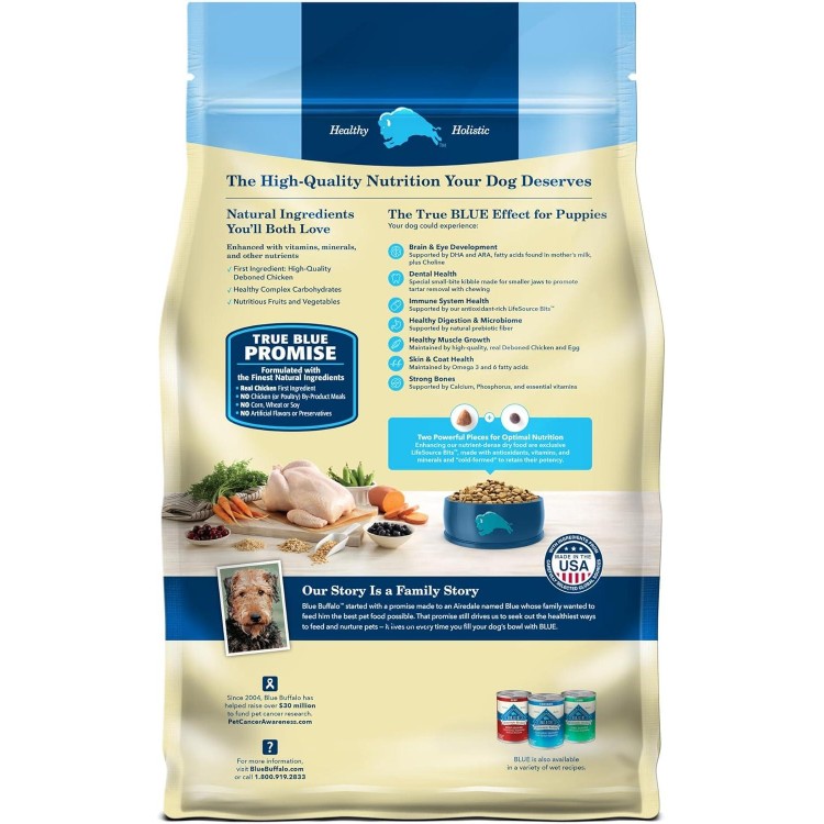 Blue Buffalo Life Protection Formula Puppy Dry Dog Food with DHA and ARA, Made with Natural Ingredients, Chicken & Brown Rice Recipe, 5-lb. Bag