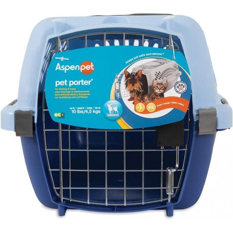 Petmate Pet Porter Fashion Dog Kennel 19, Scuba Blue, for Pets up to 10lbs, Made in USA