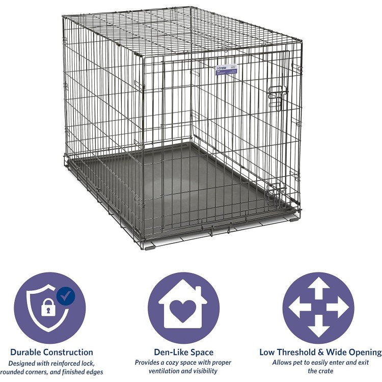 MidWest Homes for Pets Newly Enhanced Single Door iCrate Dog Crate, Includes Leak-Proof Pan, Floor Protecting Feet, Divider Panel & New Patented Features