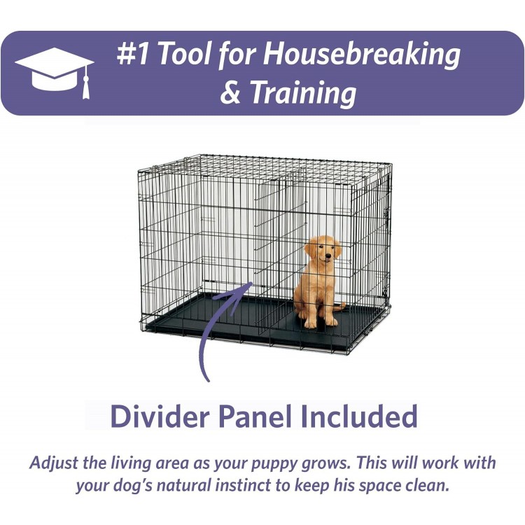 MidWest Homes for Pets Newly Enhanced Single Door iCrate Dog Crate, Includes Leak-Proof Pan, Floor Protecting Feet, Divider Panel & New Patented Features