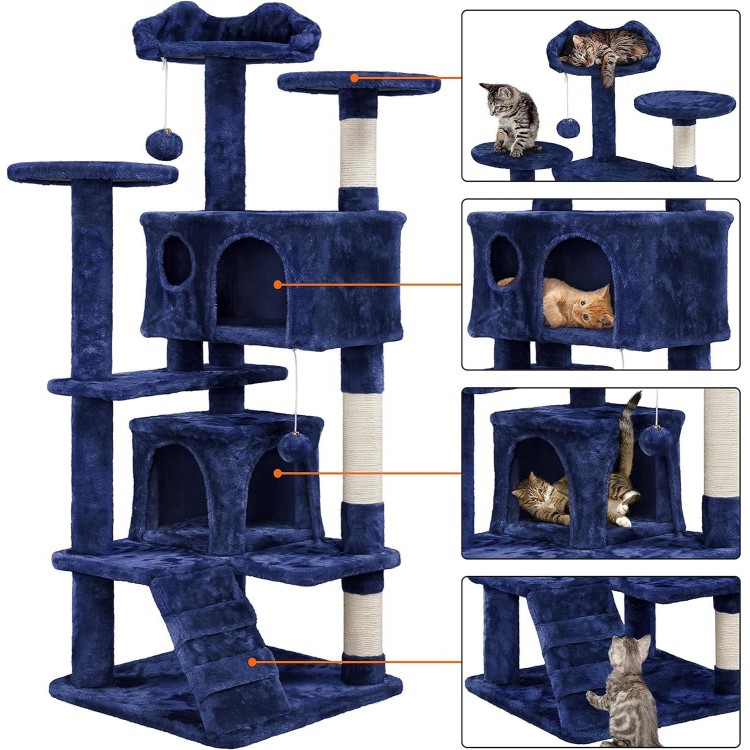 Yaheetech 54in Cat Tree Tower Condo Furniture Scratch Post for Kittens Pet House Play