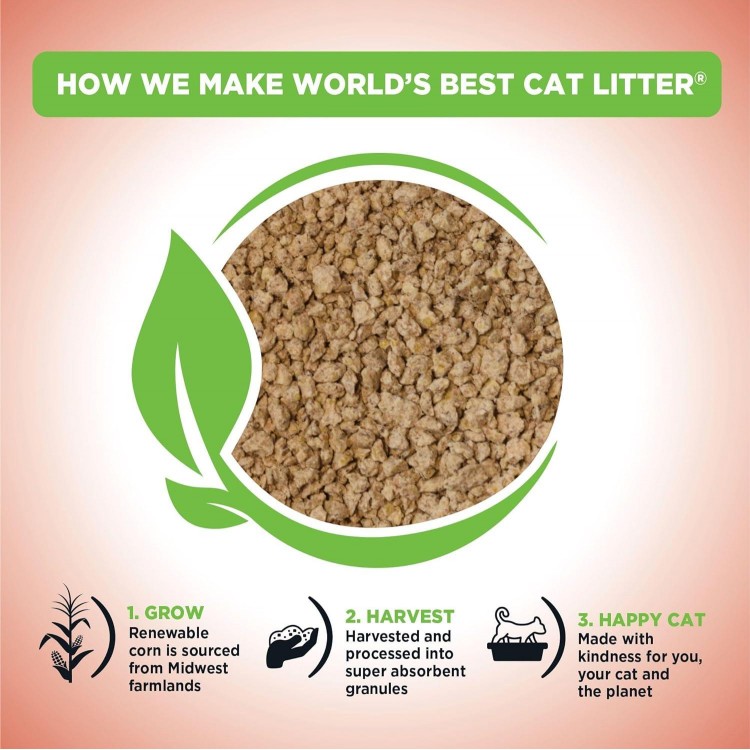 WORLD'S BEST CAT LITTER Multiple Cat Unscented, 32-Pounds - Natural Ingredients, Quick Clumping, Flushable, 99% Dust Free & Made in USA - Long-Lasting Odor Control & Easy Scooping