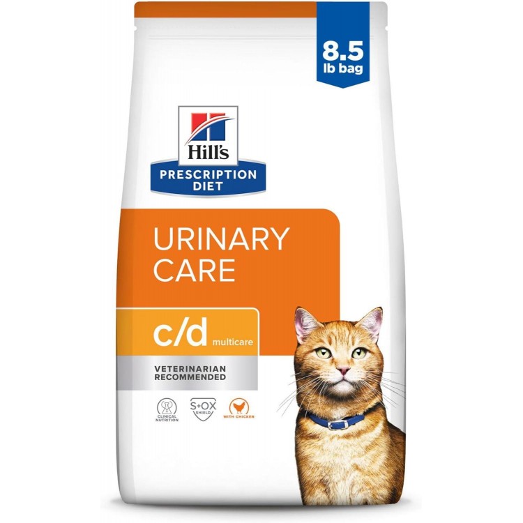 Hill's Prescription Diet c/d Multicare Urinary Care with Chicken Dry Cat Food, Veterinary Diet, 8.5 lb. Bag