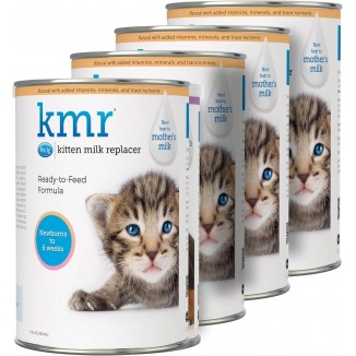 Pet-Ag KMR Kitten Milk Replacer Liquid - 11 oz, Pack of 4 - Ready-to-Feed Kitten Formula with Prebiotics, Probiotics & Vitamins for Kittens Newborn to Six Weeks Old - Easy to Digest