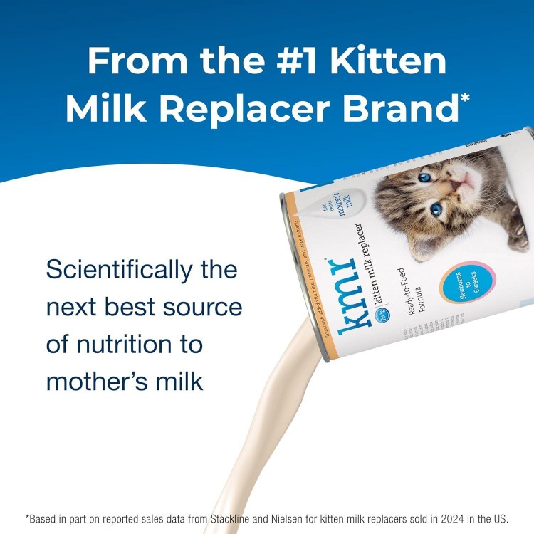 Pet-Ag KMR Kitten Milk Replacer Liquid - 11 oz, Pack of 4 - Ready-to-Feed Kitten Formula with Prebiotics, Probiotics & Vitamins for Kittens Newborn to Six Weeks Old - Easy to Digest