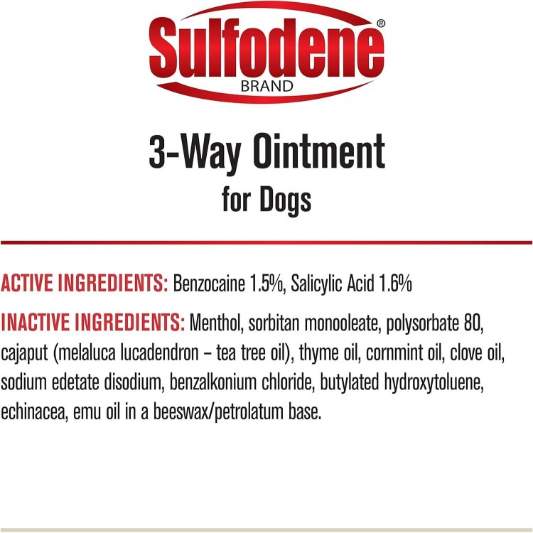 Sulfodene Dog Wound Care Ointment, Relieves Pain & Prevents Infection For Dog Cuts, Scrapes, Bites and Injuries, 2 Ounce