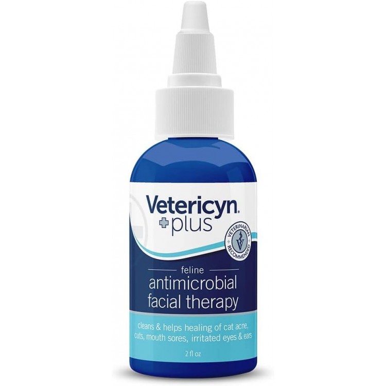 Vetericyn Plus Feline Facial Therapy | Healing Aid and Skin Repair for Different Cat First Aid Needs, Including Cat Acne, Cat Ear and Eye Problems. 2 Ounces