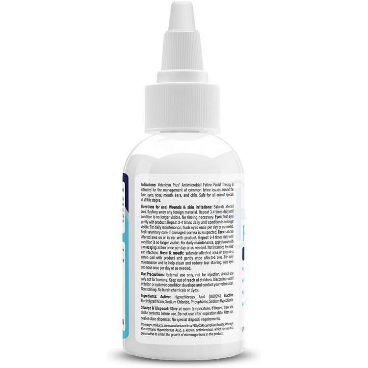 Vetericyn Plus Feline Facial Therapy | Healing Aid and Skin Repair for Different Cat First Aid Needs, Including Cat Acne, Cat Ear and Eye Problems. 2 Ounces