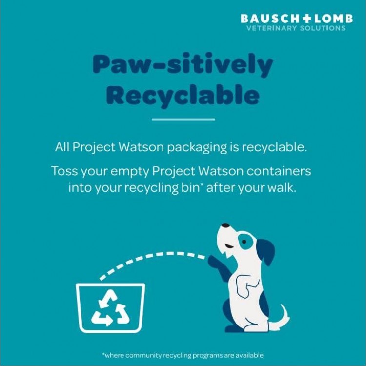 Project Watson Bausch + Lomb Eye Wash for Dogs, Help Remove Tear Stains & Support Eye Health, Gentle pH Balanced Formula to Help Reduce Risk of Infection, Fragrance Free, 4 Fl Oz