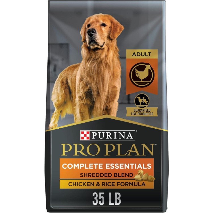 Purina Pro Plan High Protein Dog Food With Probiotics for Dogs, Shredded Blend Chicken & Rice Formula - 35 lb. Bag