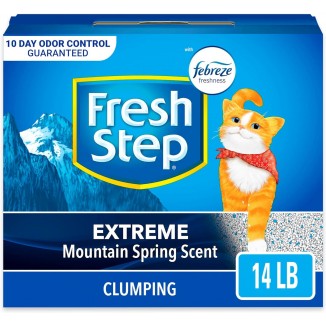 Fresh Step Clumping Cat Litter, Extreme, Long Lasting Odor Control Kitty Litter with Activated Charcoal, Low Dust Formula, 14 lb